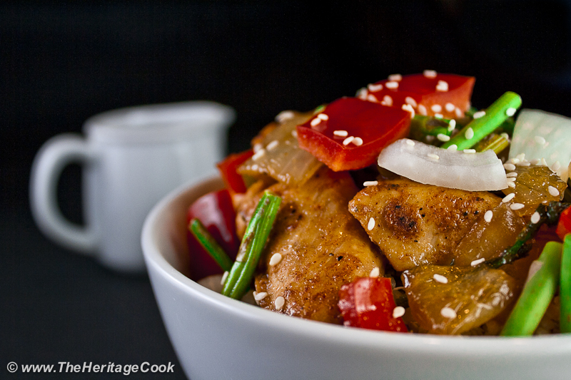Orange Teriyaki Chicken Bowl copyright Jane Bonacci, The Heritage Cook