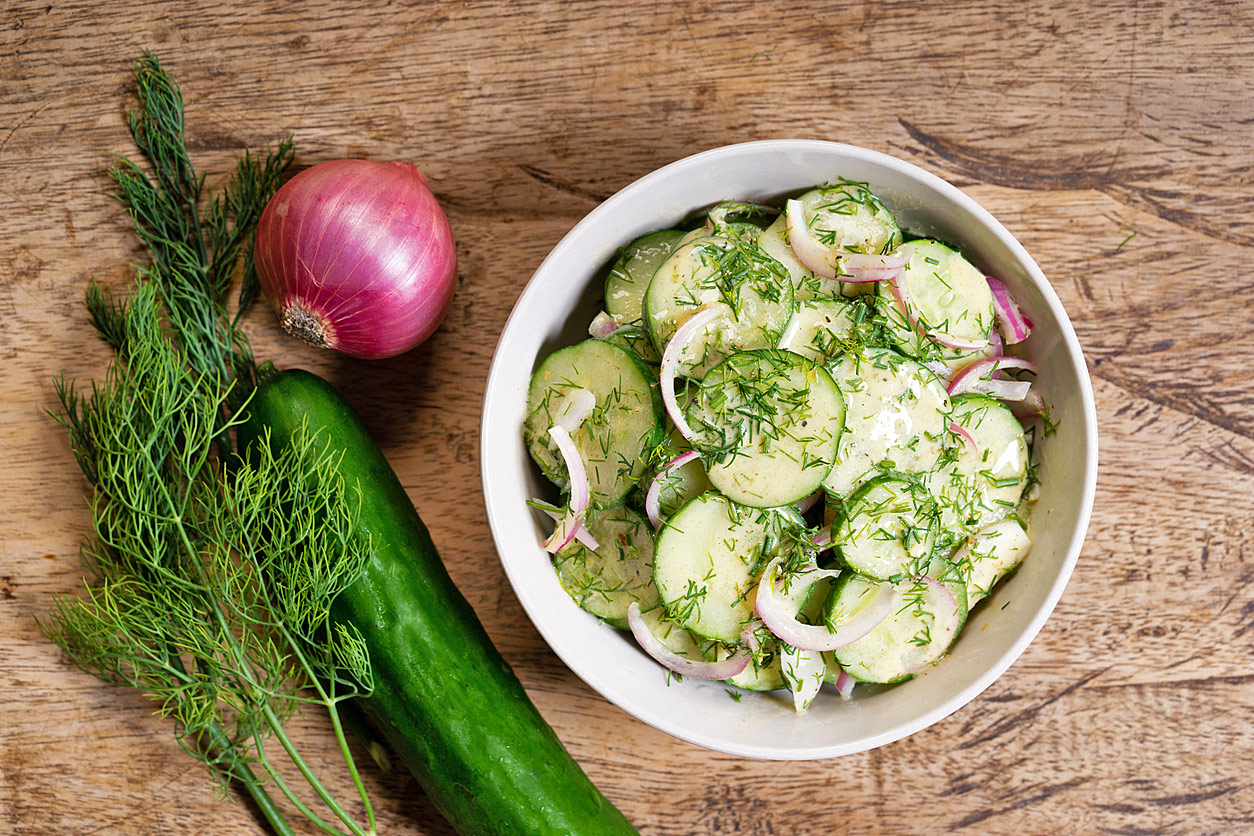 BBQ Beans and Cucumber Salad; 2022 Jane Bonacci, The Heritage Cook