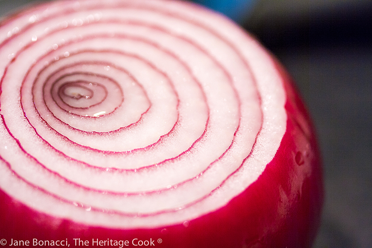 slice off red onion showing the beautiful rings