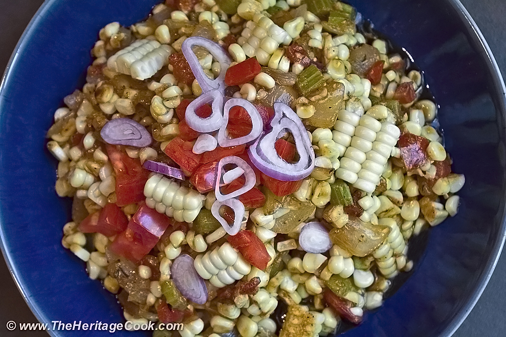 Corn-Tomato-Shallot Salad, Jane Bonacci, The Heritage Cook 2012