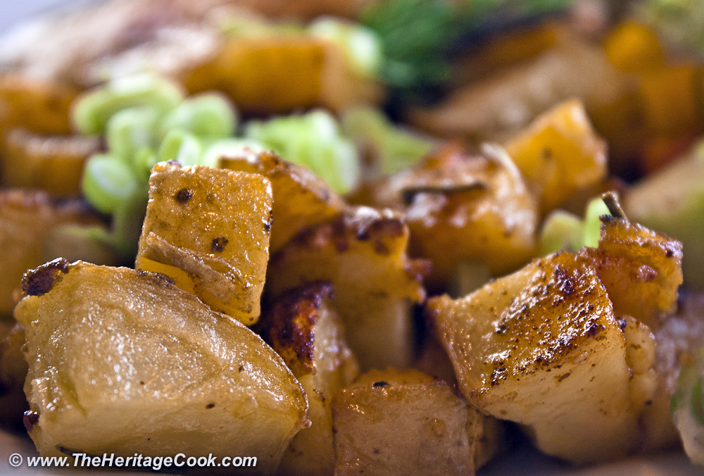 Mustard and Garlic Roasted Potatoes copyright 2012 Jane Bonacci, The Heritage Cook