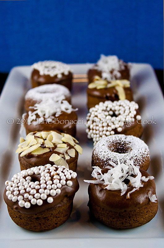 Gluten-Free Mini Baked Chocolate Cake Donuts copyright 2012 Jane Evans Bonacci, The Heritage Cook