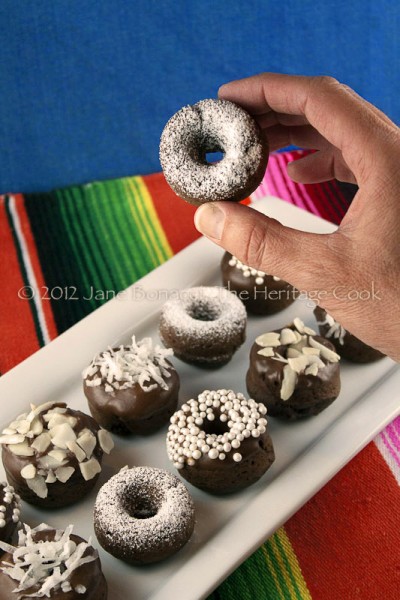 Gluten-Free Baked Mini Chocolate Cake Donuts copyright 2012 Jane Evans Bonacci, The Heritage Cook