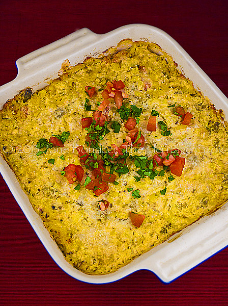 Hot-Cheesy-Artichoke-Chile-Dip copyright 2013 Jane Bonacci, The Heritage Cook. All rights reserved.