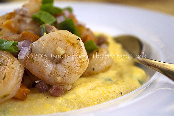 Shrimp and Polenta copyright 2013 Jane Bonacci, The Heritage Cook