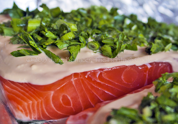 Grilled Salmon with Green Onions and Basil 4-2013