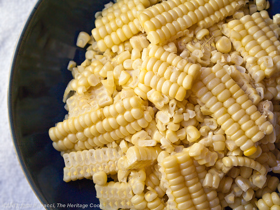 Fresh Corn & Tomato Salad; fresh kernels cut off the cob