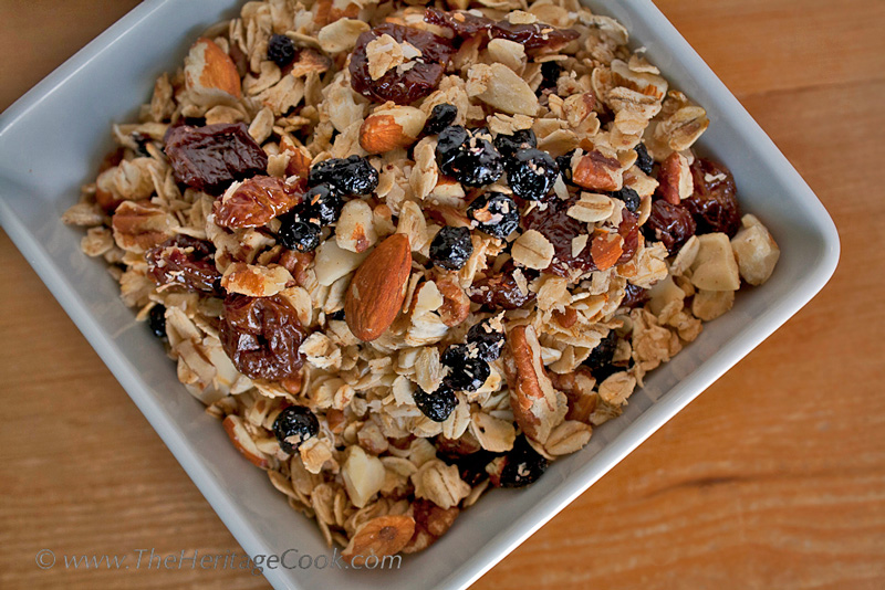 Maple Granola with Blueberries and Cherries; The Heritage Cook 2013