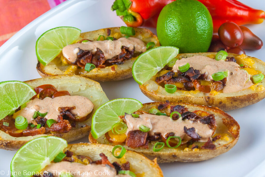 Fully Loaded Green Chile Potato Skins • The Heritage Cook
