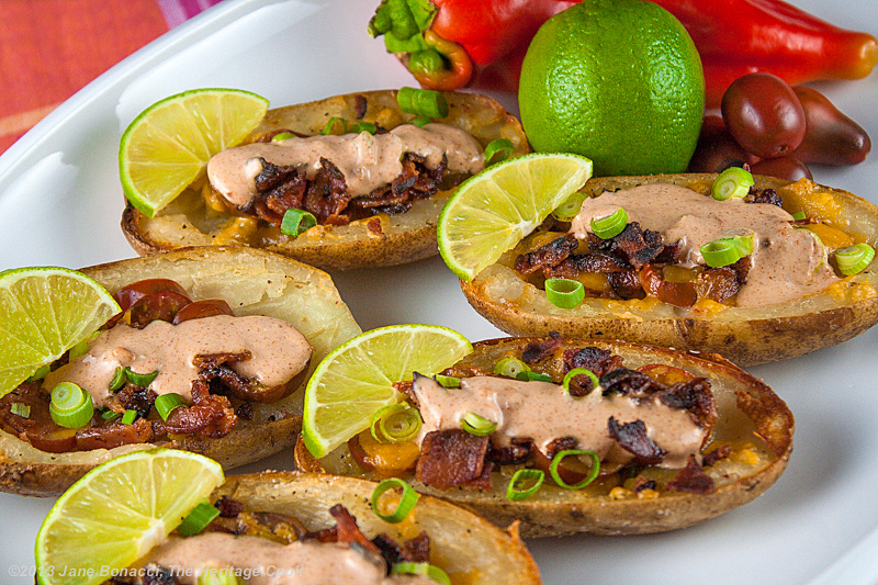 Fully Loaded Green Chile Potato Skins for #SummerFest • The Heritage Cook ®