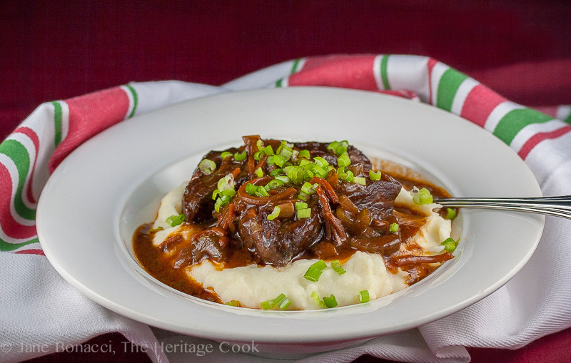 Slow Braised Beef Short Ribs with Red Wine; 2013 Jane Bonacci, The Heritage Cook.