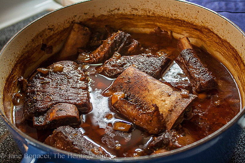 Slow Braised Beef Short Ribs with Red Wine; 2013 Jane Bonacci, The Heritage Cook. 