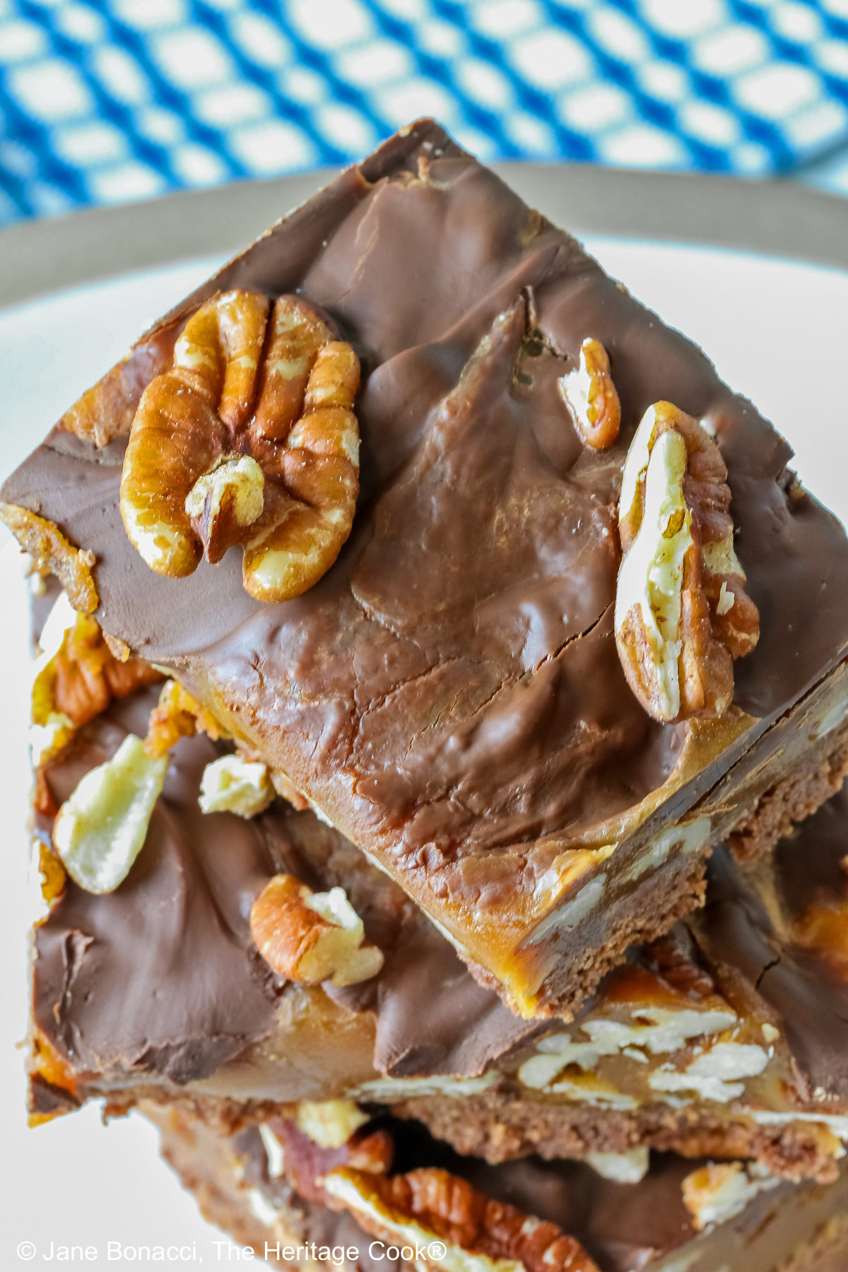 Looking down on the top of a stack of 3 turtle bars.