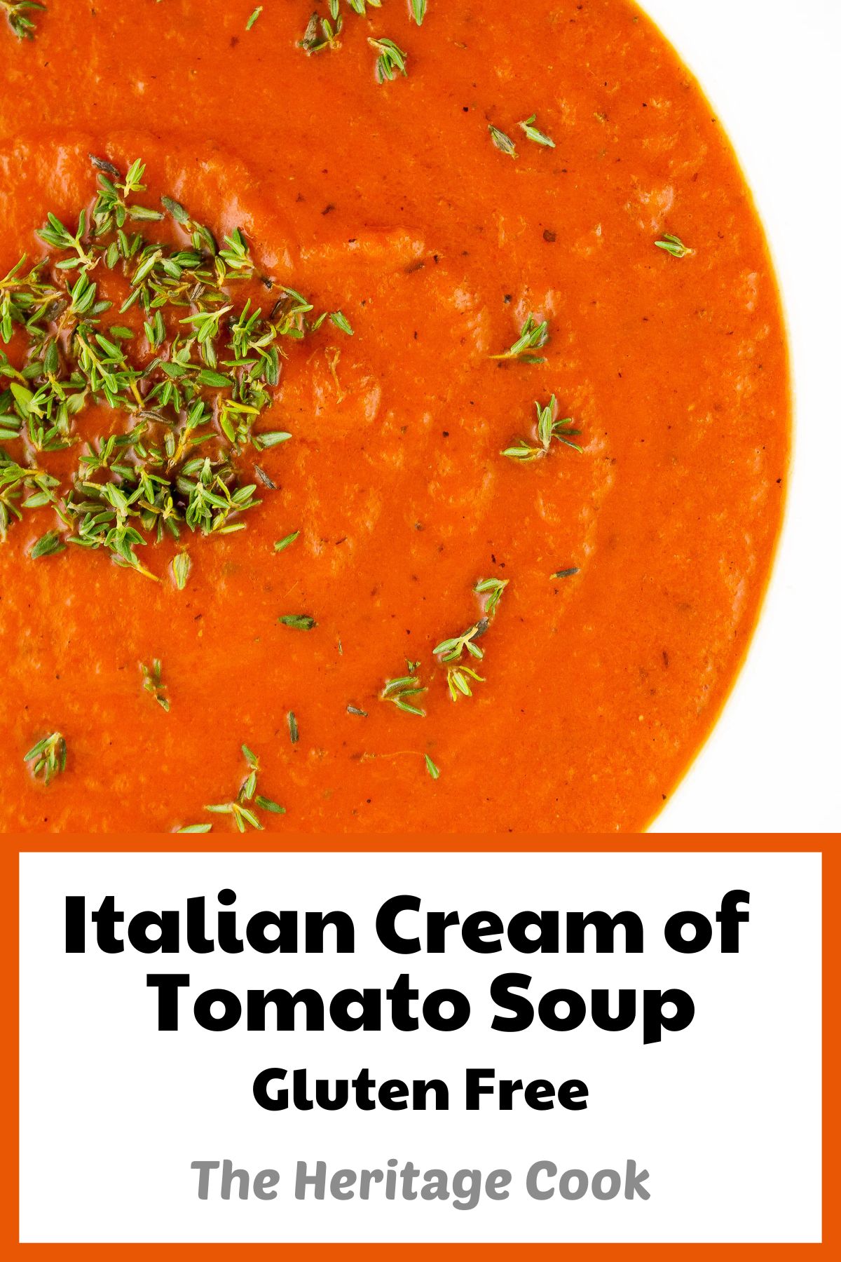 White bowls of red tomato soup with green garnish on top; Italian Cream of Tomato Soup © 2023 Jane Bonacci, The Heritage Cook. 