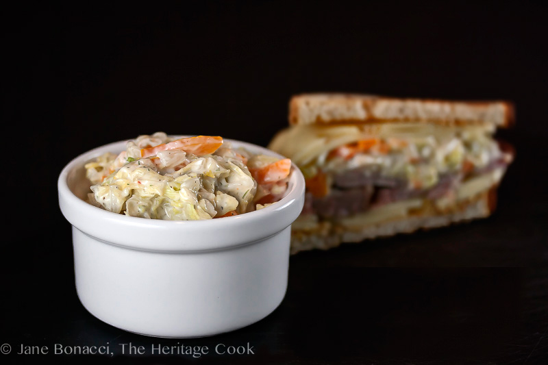 Corned Beef Sandwich & Dill-Ranch Coleslaw; 2022 Jane Bonacci, The Heritage Cook