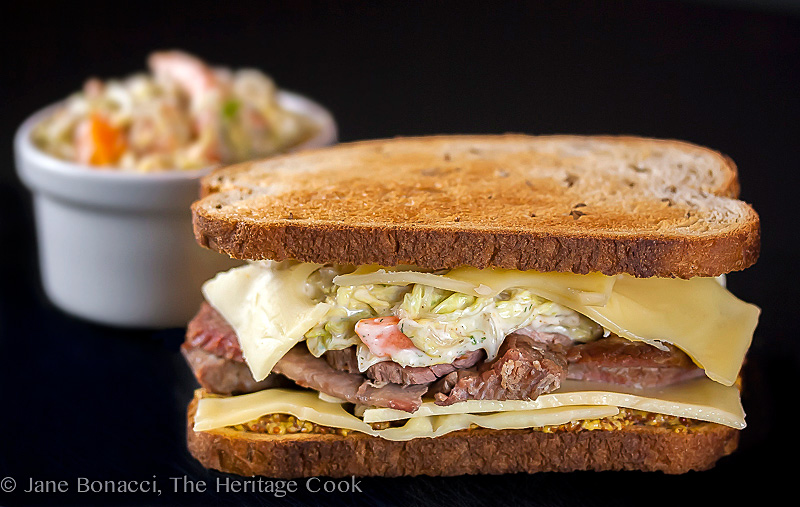 Corned Beef Sandwich & Dill-Ranch Coleslaw; 2022 Jane Bonacci, The Heritage Cook