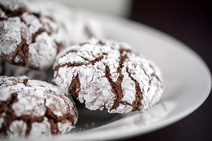 Gluten-Free Chocolate Crinkle Cookies; 2014 Jane Bonacci, The Heritage Cook