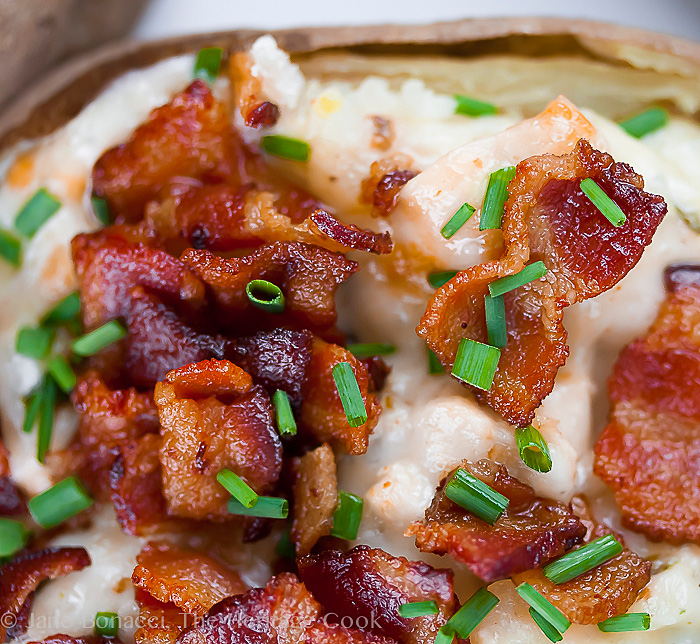 Basil Chicken & Bacon Stuffed Potatoes; 2014 Jane Bonacci, The Heritage Cook