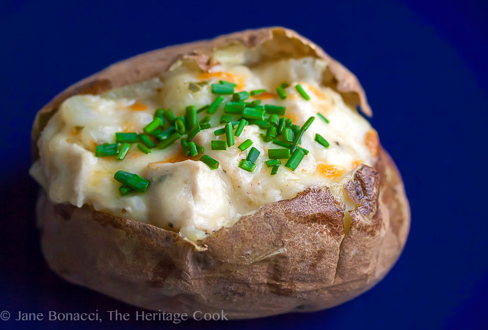 Basil Chicken & Bacon Stuffed Potatoes; 2014 Jane Bonacci, The Heritage Cook