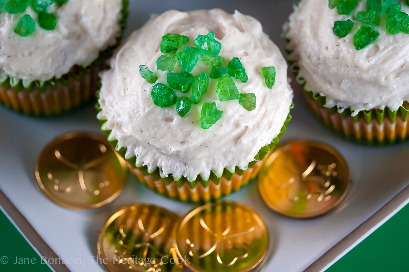 St Patrick’s Day White Chocolate Cupcakes; 2014 Jane Bonacci, The Heritage Cook