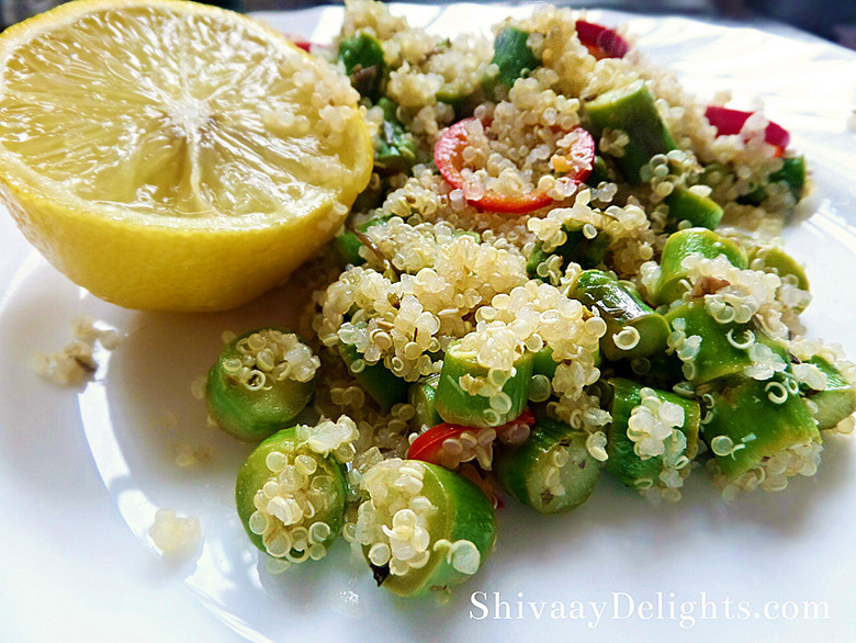 Asparagus-Chile-Lemon Quinoa Salad; 2014 Dimple Makani, Shivaay Delights
