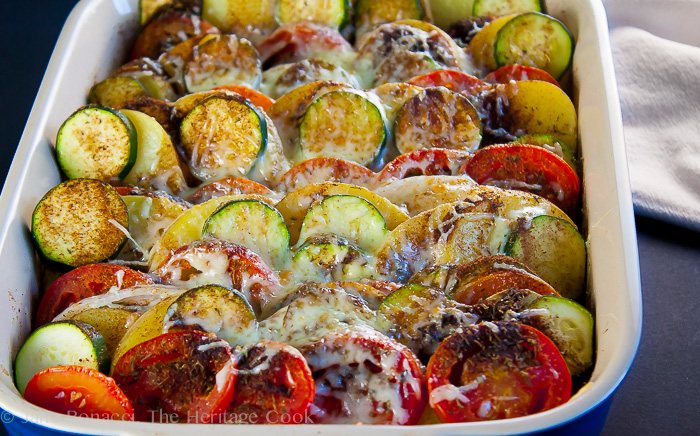 Summer Vegetable Gratin (Gluten-Free) for #SummerFest; 2014 Jane Bonacci, The Heritage Cook