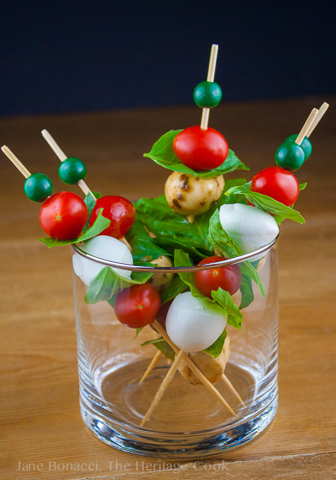 Caprese Skewers; 2014 Jane Bonacci, The Heritage Cook