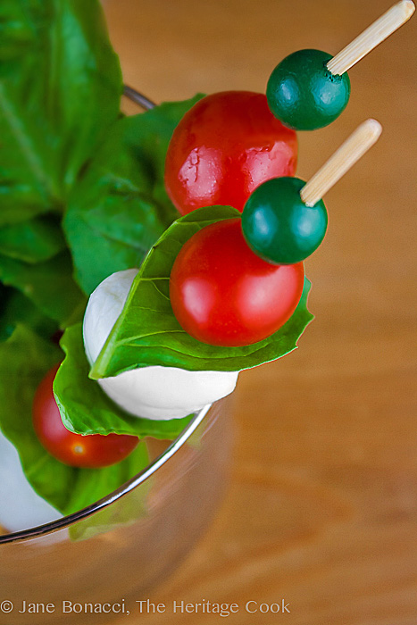 Caprese Skewers; 2014 Jane Bonacci, The Heritage Cook