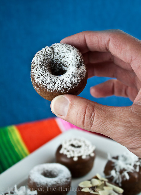 Baked Chocolate Mini Donuts; 2014 Jane Bonacci, The Heritage Cook