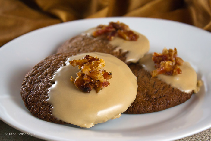 Chocolate-Maple Cookies with Candied Bacon (Gluten-Free); 2014 Jane Bonacci, The Heritage Cook