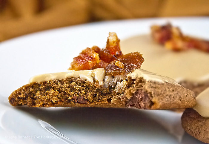 Chocolate-Maple Cookies with Candied Bacon (Gluten-Free); 2014 Jane Bonacci, The Heritage Cook