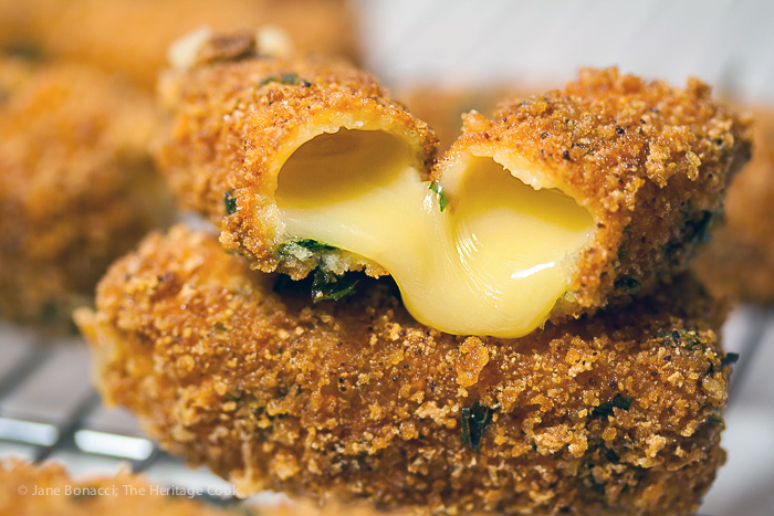 Cheesy Fried Cheese Sticks with Spicy Dipping Sauce; 2014 Jane Bonacci, The Heritage Cook 