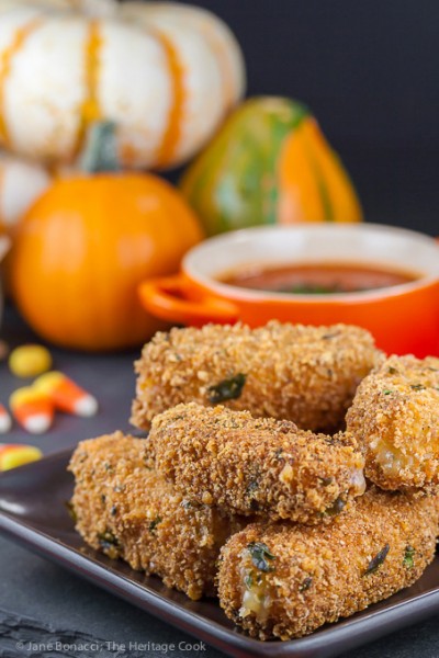 Cheesy Fried Cheese Sticks with Spicy Dipping Sauce; 2014 Jane Bonacci, The Heritage Cook