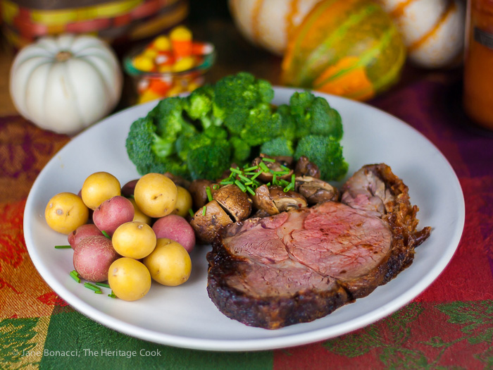 Beautiful holiday prime rib dinner, roast grill-roast in Char-Broil's Big Easy, best beef I've ever made