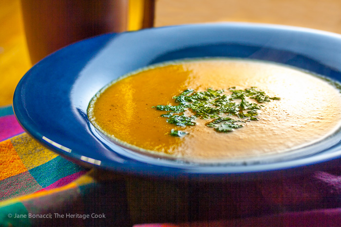 Beautiful and creamy roasted carrot and sweet potato soup