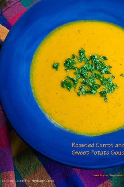 Roasted Carrot and Sweet Potato Soup, perfect for crisp autumn and winter days