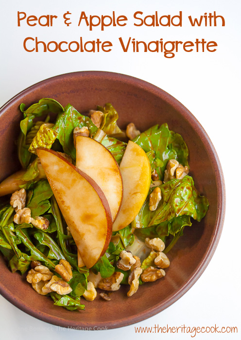 Pear & Apple Salad with Chocolate Vinaigrette - fun and unusual way to get chocolate into every meal! 