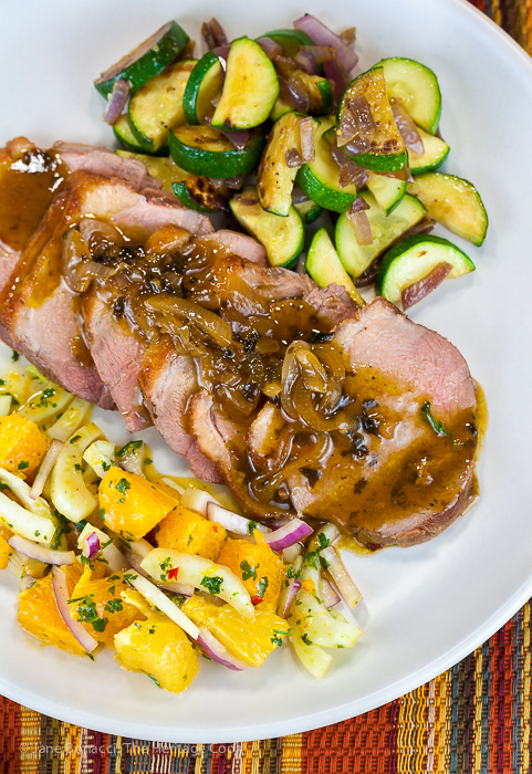 Luscious duck breasts served with an orange pan sauce and a bright citrus salsa. Perfect for any special occasion. 