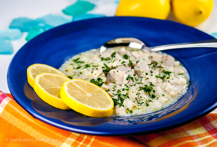 All the flavors of Greece in one bowl; chicken and lemon soup with rice