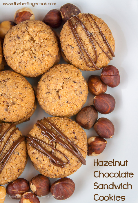 Plate full of Hazelnut Chocolate Cookies with hazelnuts and a Giveaway from The Heritage Cook