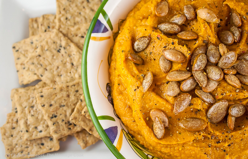 Delightful Pumpkin Hummus is delicious, healthy and gluten-free! Perfect holiday appetizer