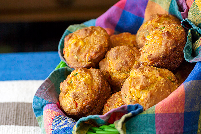 The perfect housewarming gift, hostess gift, or treat for your family; Gluten Free Corn Muffins with Jalapeno and Cheese; 2015 Jane Bonacci, The Heritage Cook. 