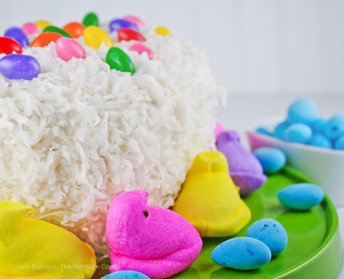 White Chocolate Coconut Easter Egg Cake; 2015 Jane Bonacci, The Heritage Cook