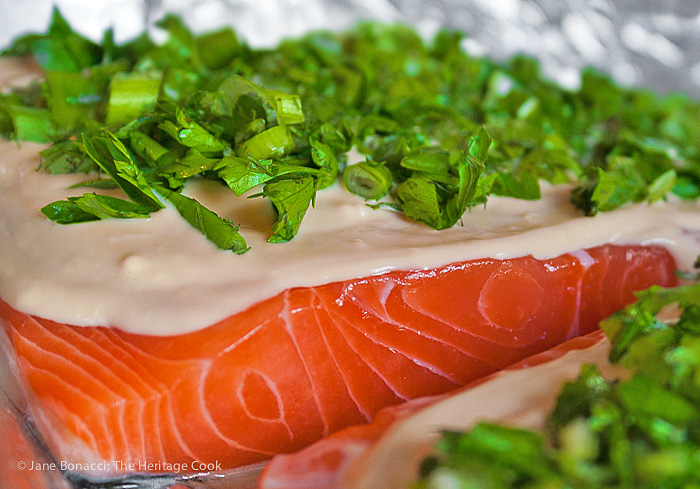 Grilled Basil-Green Onion Salmon (Gluten-Free); 2015 Jane Bonacci, The Heritage Cook