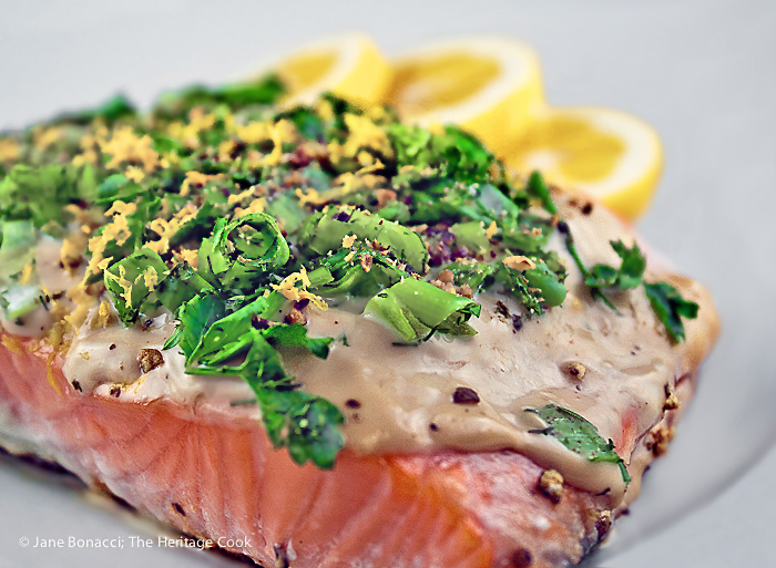 Grilled Basil-Green Onion Salmon (Gluten-Free); 2015 Jane Bonacci, The Heritage Cook