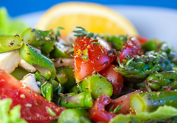 Asparagus, Tomato & Mozzarella Caprese Salad; © 2014 Jane Bonacci, The Heritage Cook 