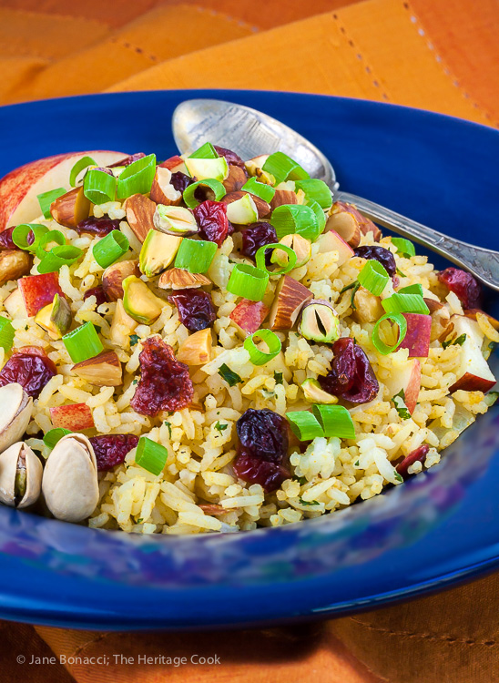 Basmati Rice Pilaf with Apples, Dried Cranberries, and Almonds for #ProgressiveEats; 2015 Jane Bonacci, The Heritage Cook