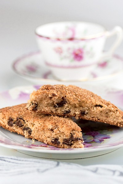 Gluten Free Chocolate Chip Scones on antique floral china; 2015 Jane Bonacci. All rights reserved.