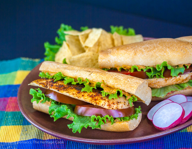 Grilled Chicken Sandwiches with Hummus Aioli for Sabra National Hummus Day; 2015 Jane Bonacci, The Heritage Cook