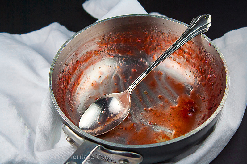 So good we scraped the pan clean! Pan Seared Duck Breasts with Fresh Plum Sauce; © 2015 Jane Bonacci, The Heritage Cook
